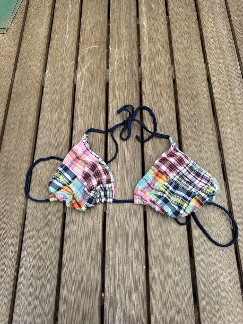 Xhilaration Madras Plaid Triangle Bikini Top Size XL Cotton